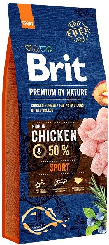 BRIT PREMIUM By Nature Sport sausas pašaras aktyviems šunims