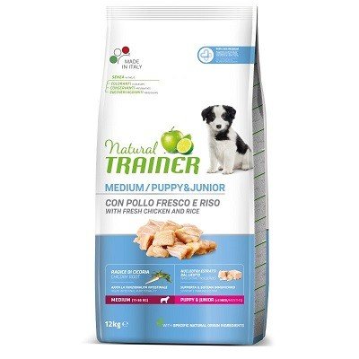Natural Trainer MEDIUM PUPPY/JUNIOR Chicken (vištiena) sausas pašaras šunims iki 1 metų 12 kg