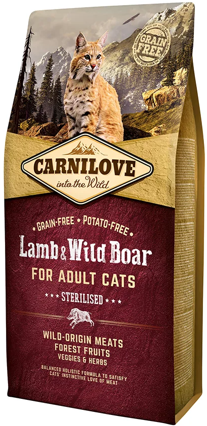 CarniLove Lamb&Wild Boar Adult Sterilised Cat sausas maistas sterilizuotoms katėms