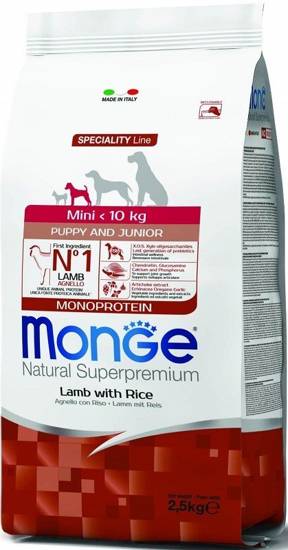 Monge Mini Puppy Lamb (ėriena) sausas pašaras šunims iki 1 metų