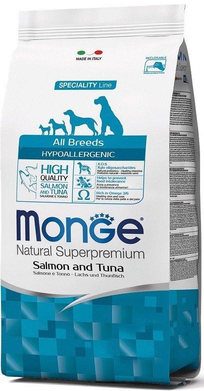 Monge All Breeds Hypoallergenic (lašiša/tunas) sausas pašaras šunims