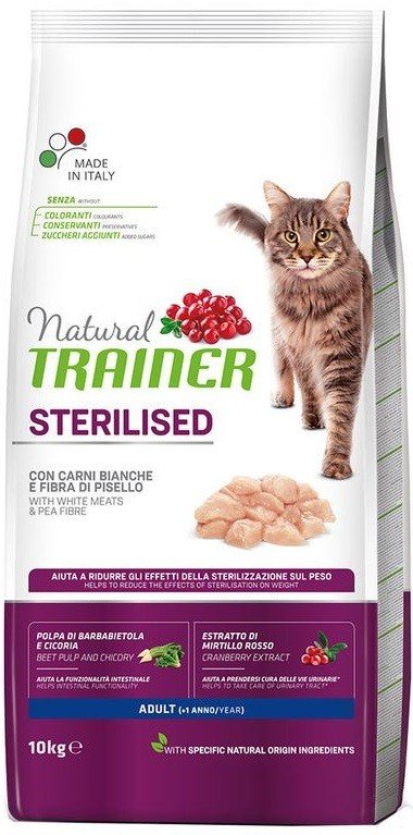 Trainer Natural Adult Sterilised Cat Salmon sausas pašaras katėms su lašiša