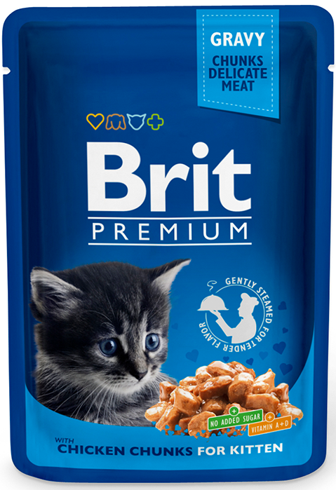 Brit Premium Chicken Chunks Kitten konservai kačiukams iki 1 metų