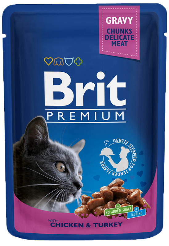 Brit Premium Chicken & Turkey (su vištiena ir kalakutiena) konservai katėms