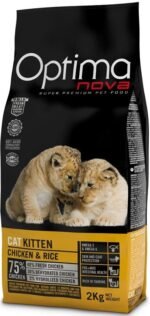 Optima Nova Kitten Chicken & Rice vieno baltymo pašaras katėms iki 12 mėn