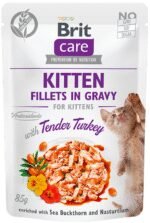 Brit Care Kitten Fillets in Gravy Turkey konservai su kalakutiena kačiukams