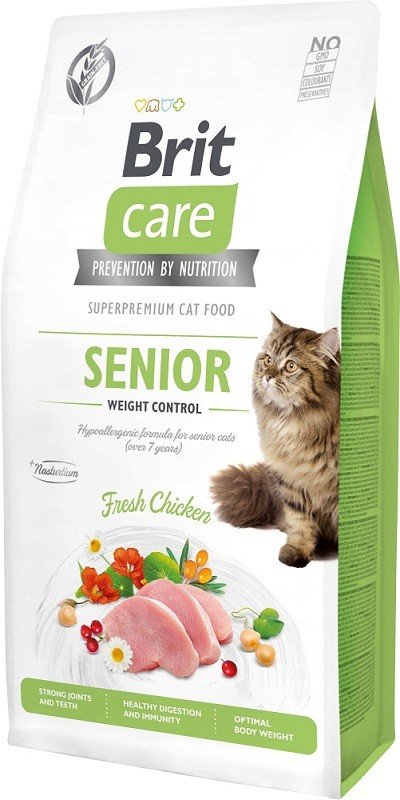 Brit Care Cat Senior Weight Control begrūdis sausas maistas senyvoms katėms