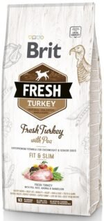 Brit Fresh Turkey with Pea Fit&Slim sausas pašaras šunims