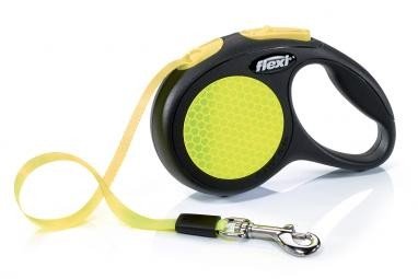 Flexi Neon (S, M, L) automatinis juostelinis šviesą atspindintis pavadėlis