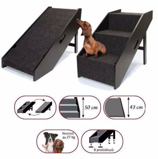 Mediniai laiptai šunims „Croci“ juodi