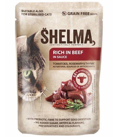 SHELMA jautienos gabaliukai padaže konservai katėms