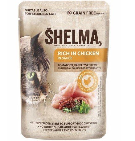 SHELMA vištienos gabaliukai padaže konservai katėms