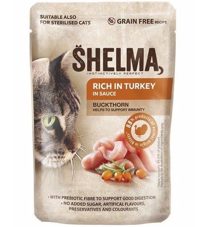 SHELMA kalakutienos gabaliukai padaže konservai katėms