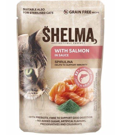 SHELMA lašišos gabaliukai padaže konservai katėms