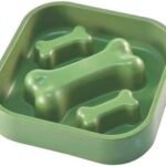 Dubenėlis plastikinis lėtam valgymui, 20cm žalias su kauliukais