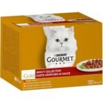 Gourmet Gold gabaliukai padaže 24x85g jautiena, višt. ir kepenėl, lašiša ir višt, kalakut. ir antiena