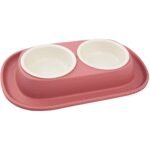 Dvigubas plastikinis dubenėlis guminiame stove