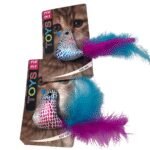 Žaislas katei, paukštis su plunksna, 8cm