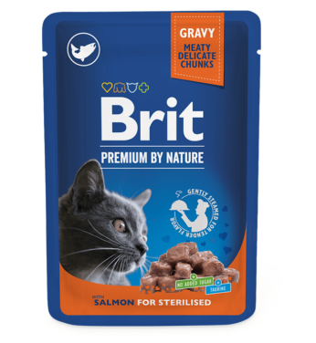 Brit Premium Cat Pouches Salmon for Sterilised konservai katėms