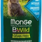 Monge BWild konservai katėms su ančiuviais ir daržovėmis padaže