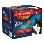 Felix Sensations Pouches Jelly jautiena, vištiena, antiena, ėriena konservai katėms 24 x 85 g