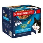 Felix Ocean Selection in Jelly sardinės, lašiša, jūrų lydeka, upėtakis konservai katėms 24 x 85g