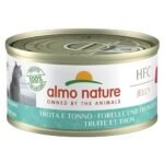 Almo Nature HFC Jelly Trout & Tuna upėtakis ir tunas drebučiuose konservai katėms