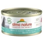 Almo Nature HFC Jelly Trout & Tuna upėtakis ir tunas drebučiuose konservai katėms