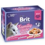 Brit Premium Cat konservai katėms filė drebučiuose Family Plate 12×85 g