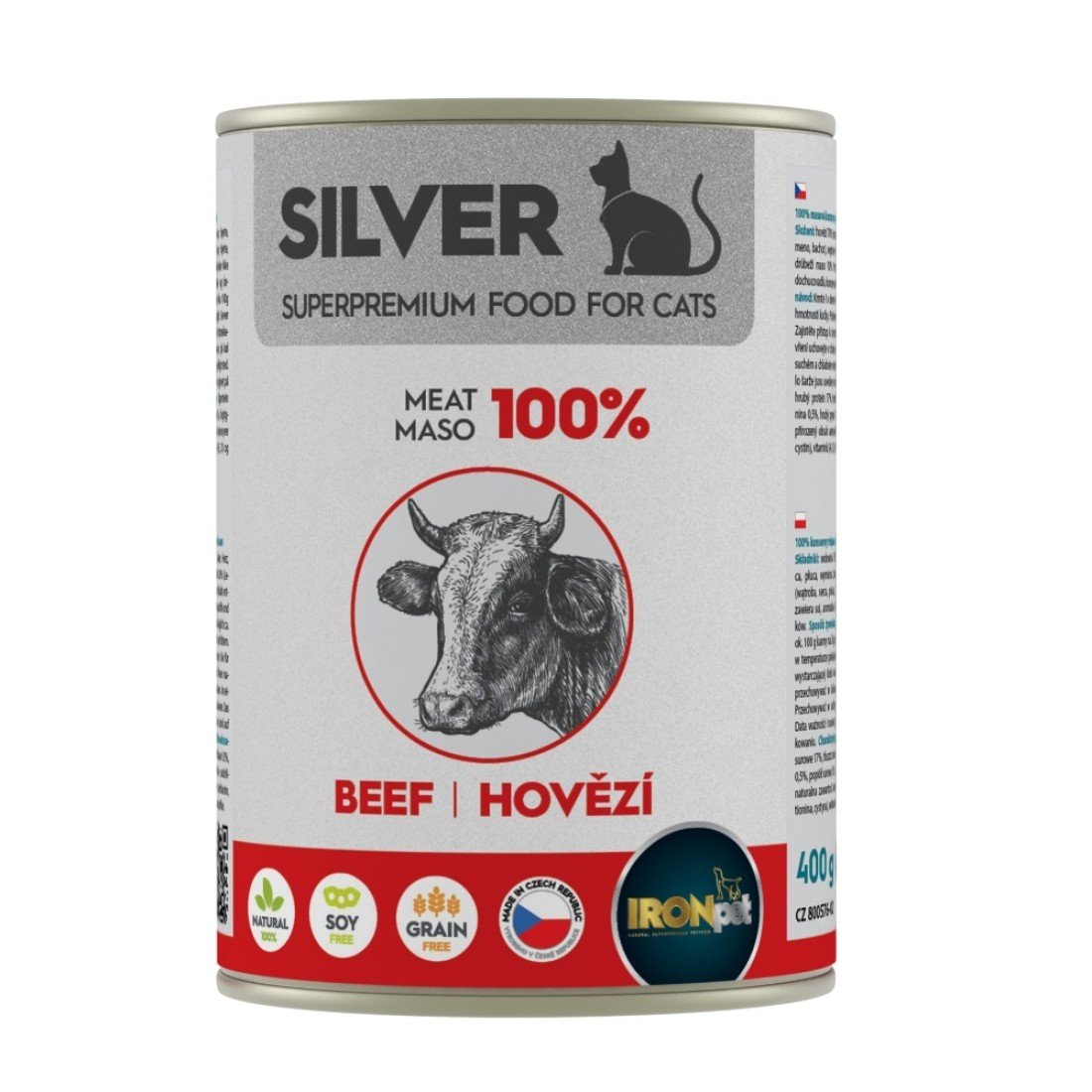 IRONpet Silver Cat Beef 100% meat, su jautiena, 400 g