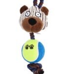 Žaislas šuniui pliušinis/virvinis su teniso kamuoliuku, 26cm