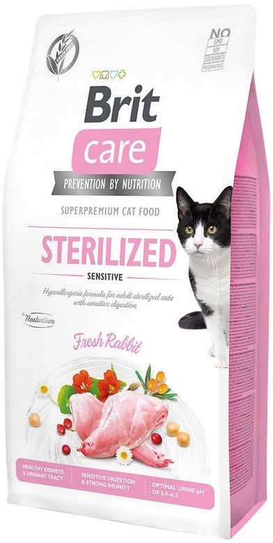 Brit Care Cat Sterilized Sensitive begrūdis sausas maistas sterilizuotoms jautrioms katėms 2 kg