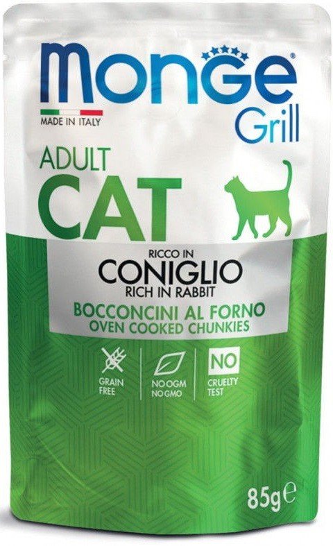 Monge Grill Adult Cat Rabbit in Jelly konservai katėms su triušiena 85g