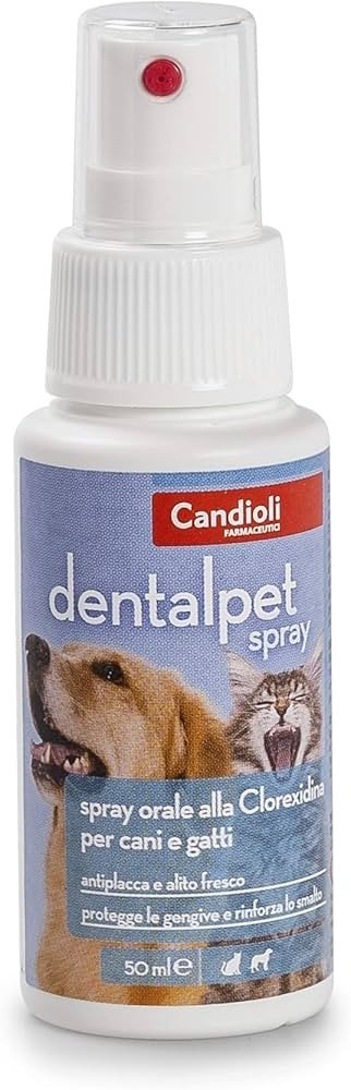 Candioli DentalPet 125 ml burnos purškalas su chlorheksidinu, šunims ir katėms,