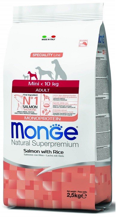 Monge Mini Adult Salmon & rice (lašiša) sausas pašaras šunims