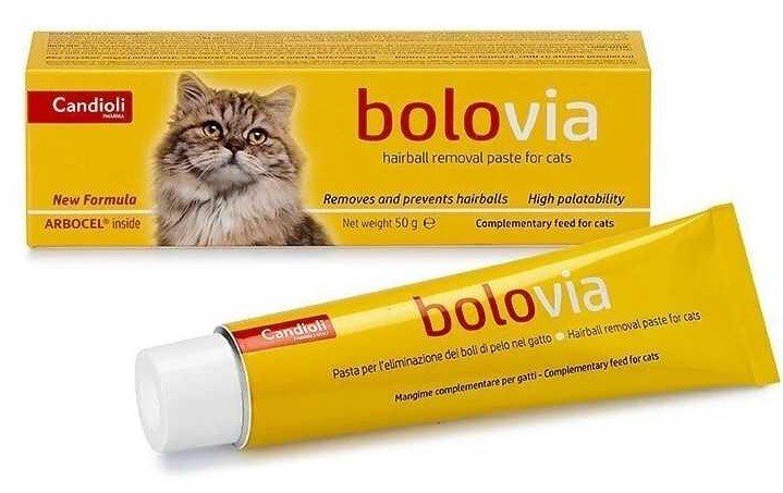 Candioli Bolo Via pasta katėms plaukų kamuoliukams skrandyje šalinti ir apsaugoti nuo susidarymo 50 g