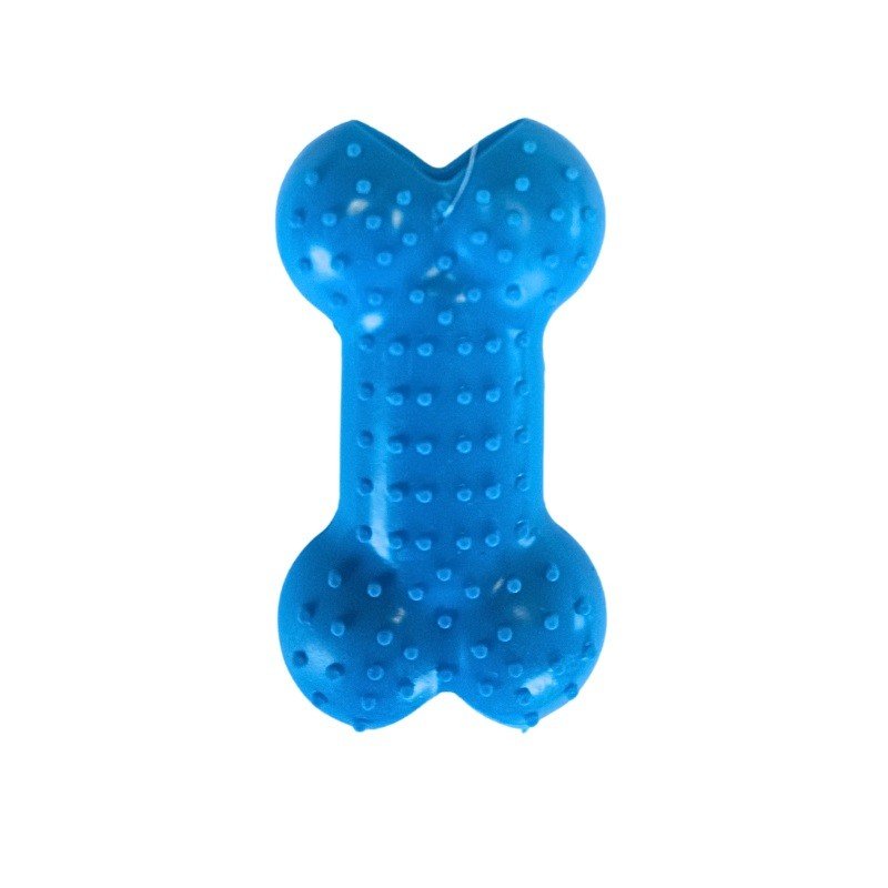 Žaislas šuniui guminis kaulas-tuščiaviduris, 4.5x8.5cm (mėlynas/rožinis/žalias)