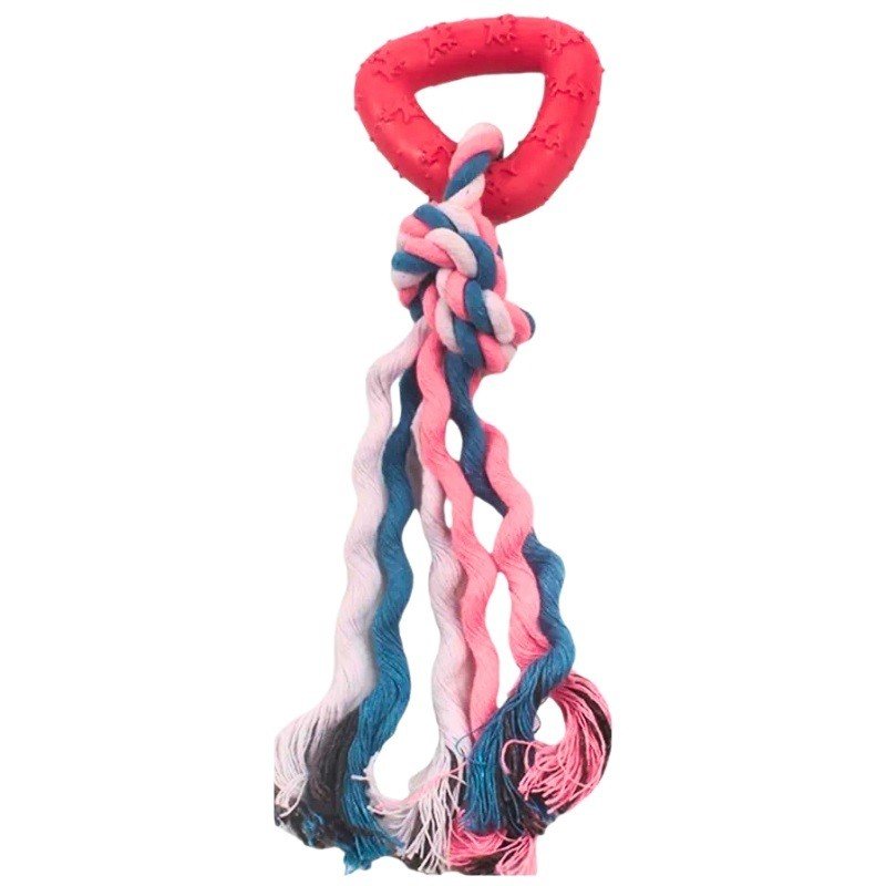Žaislas šuniui guminis kramtukas su virve, 38cm