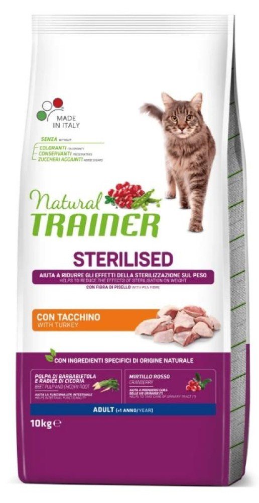 NATURAL TRAINER Cat Adult Sterilised Turkey Su Kalakutiena