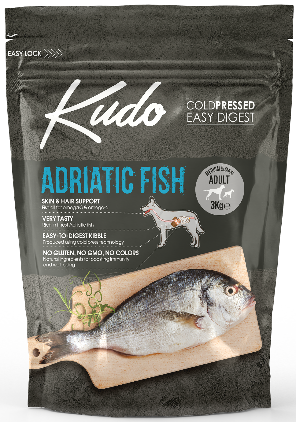 Kudo Adriatic Fish Medium Maxi Adult sausas maistas suaugusiems šunims