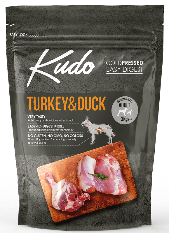 Kudo Turkey&Duck Medium Maxi Adult sausas maistas suaugusiems šunims