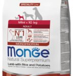 Monge spec. line monoprotein mini adult sausas pašaras mažų veislių suaugusiems šunims su ėriena, ryžiais, bulvėmis 2,5kg
