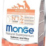 Monge Dry Dog Spec. Line visų veislių šuniukams su lašiša ir ryžiais 0,8kg