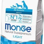 Monge Light adult sausas pašaras (lašiša ir ryžiai) 2,5kg
