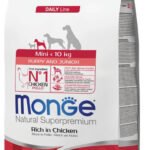Monge mini puppy sausas pašaras mažų veislių jauniems šuniukams su vištiena 3kg
