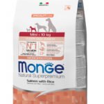 Monge spec.line monoprotein mini Puppy sausas pašaras mažų veislių jauniems šuniukams su lašiša ir ryžiais 2,5kg