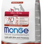 Monge Dry Dog Spec. Line - mažų veislių suaugusiems šunims su ėriena, ryžiais ir bulvėmis 0,8 kg
