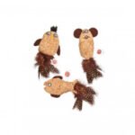 Žaislas katei kamštinis su plunksnomis ir katžole