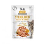 Brit Care Cat Sterilized Fillets in Gravy with Savory Salmon&Tuna konservuotas pašaras katėms maiš. 85 g