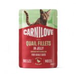 CARNILOVE Jelly rich in Quail enriched with Dandelion konservuotas pašaras katėms 85 g